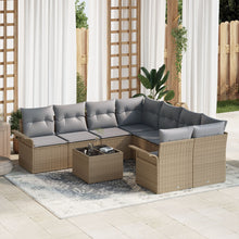 9-Delige Tuin Sofa Set Met Kussens Beige Poly Rattan