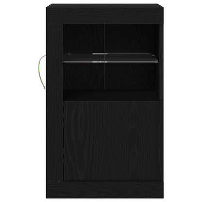 Tv-Meubel Met Led-Verlichting 41X37X67 Cm Zwart eiken