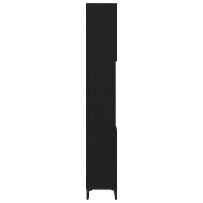 Badkamerkast Zwart Eiken 30X30X190 Cm Bewerkt Hout