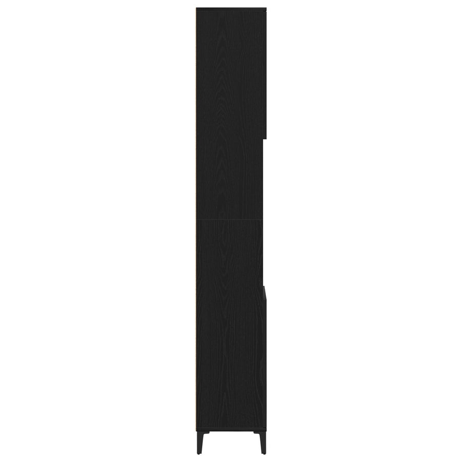 Badkamerkast Zwart Eiken 30X30X190 Cm Bewerkt Hout
