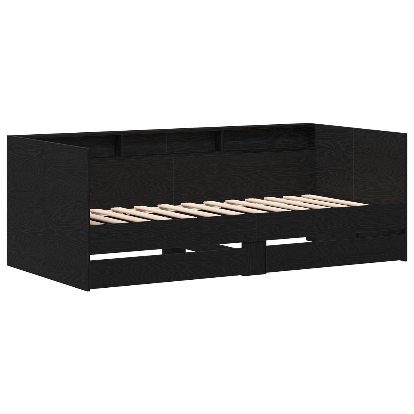 Dagbed Met Zwarte Eiken Lades Zwart Eiken Bewerkt Hout 90 X 190 Cm