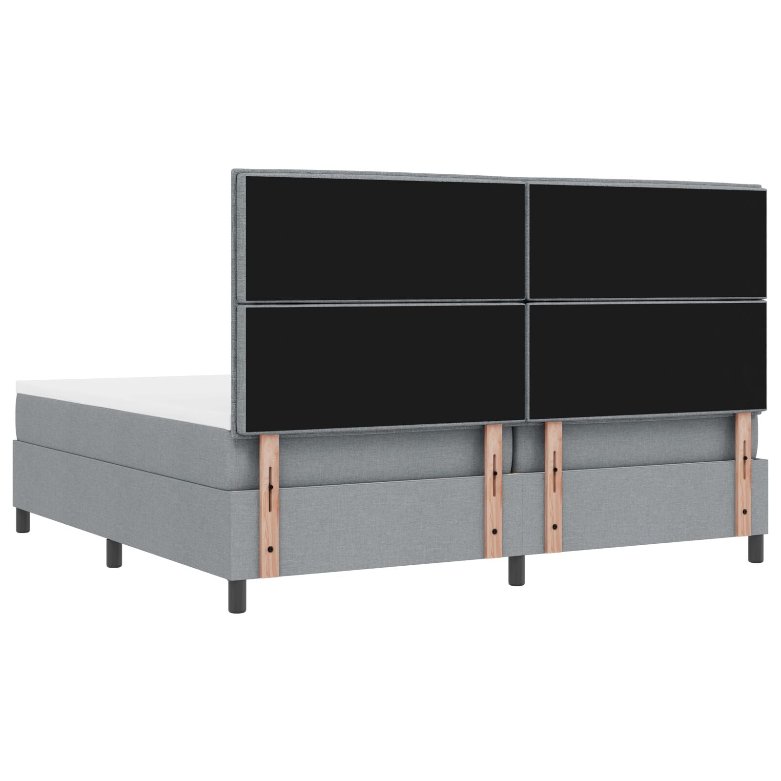 Boxspringbed Met Matras Stof Lichtgrijs 200 x 200 cm Lijnen ontwerp