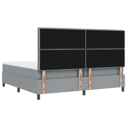 Boxspringbed Met Matras Stof Lichtgrijs 200 x 200 cm Lijnen ontwerp