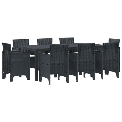 9-Delige Tuin Eetset Met Kussens Anthraciet Poly Rattan