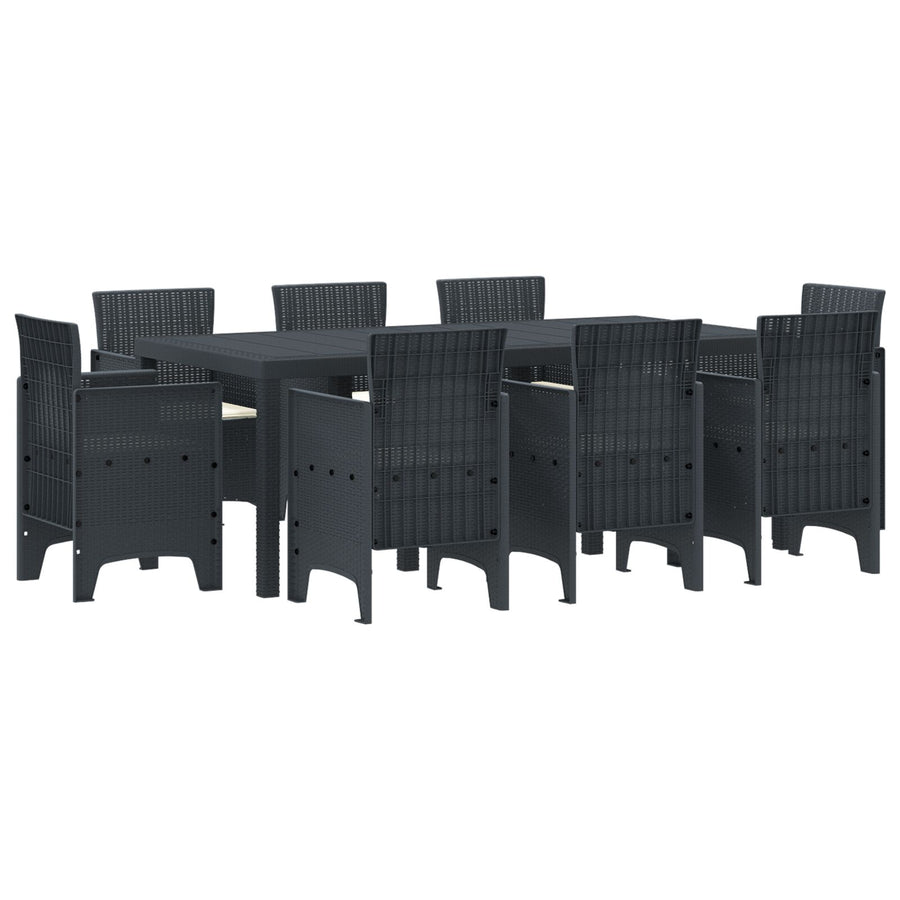 9-Delige Tuin Eetset Met Kussens Anthraciet Poly Rattan