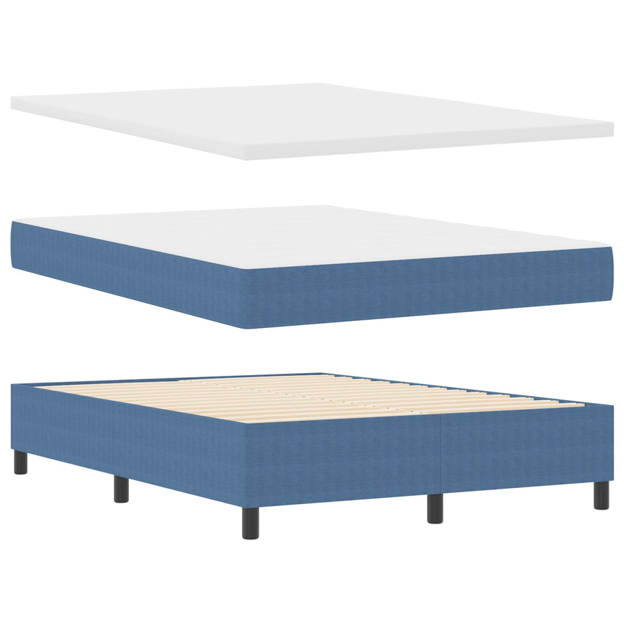 Boxspringbed Met Matras Blauw 140X200 Cm Corduroy Stof