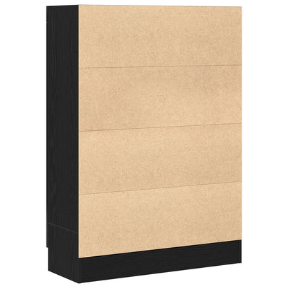 Boekenkast Zwart Eiken 82,5X30,5X115 Cm Gelaagd Hout