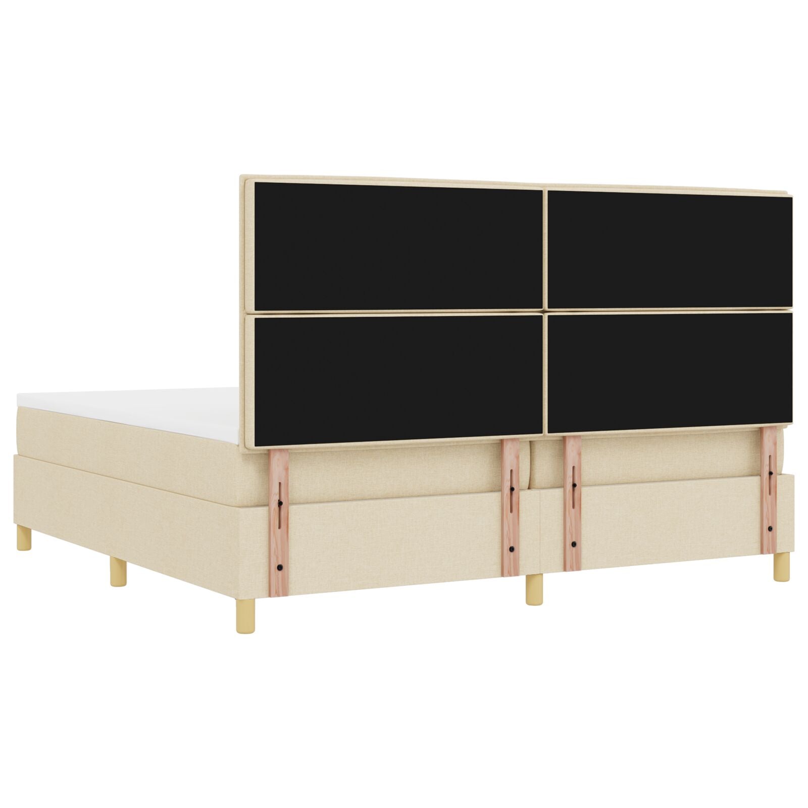 Boxspringbed Met Matras Crème 200X200 Cm Stof Blauw
