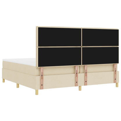 Boxspringbed Met Matras Crème 200X200 Cm Stof Blauw