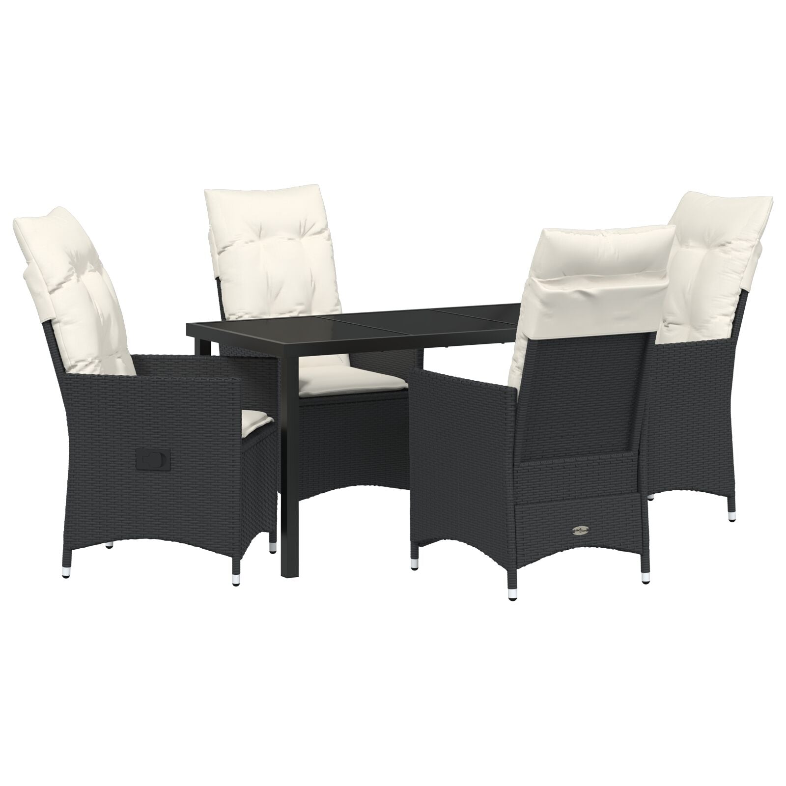 5 Delige Tuin Eetset Met Kussens Zwart Poly Rattan