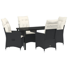 5 Delige Tuin Eetset Met Kussens Zwart Poly Rattan