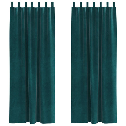 Blackout Gordijnen Met Hanglussen 2 Stuks Fluweel Donkergroen 140 x 260 cm met ophanglussen