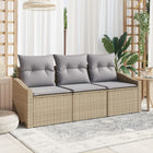 Tuinbankenset 3-delig polyrattan beige lichtgrijs