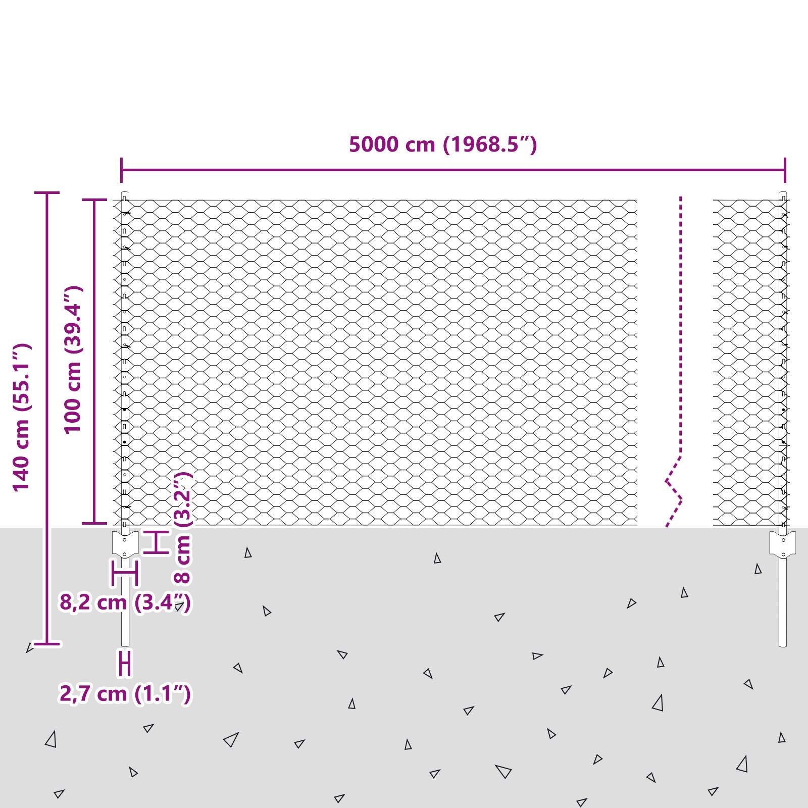 Hekpalen 22 Stuks U-Vorm 120 Cm Gegalvaniseerd Staal,  Hexagonaal Hek 1X50 M Gegalvaniseerd Staal