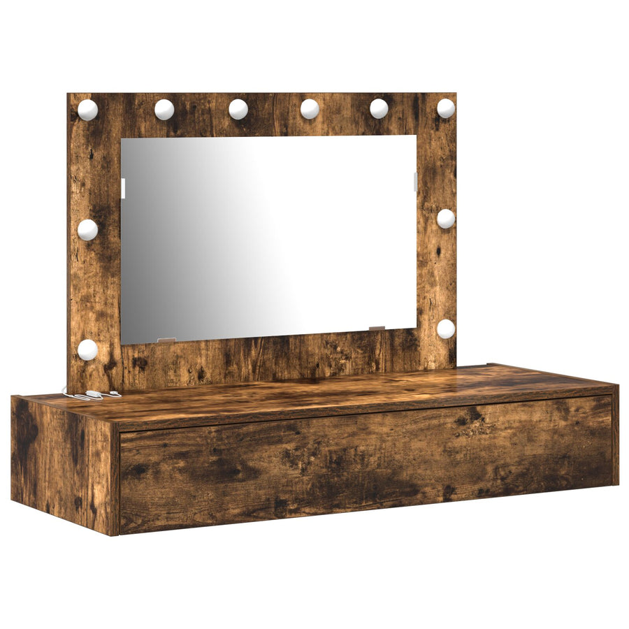 Wandmontage Kaptafel Verlichting In 100 x 40 x 70 cm Gerookte Eiken met LED