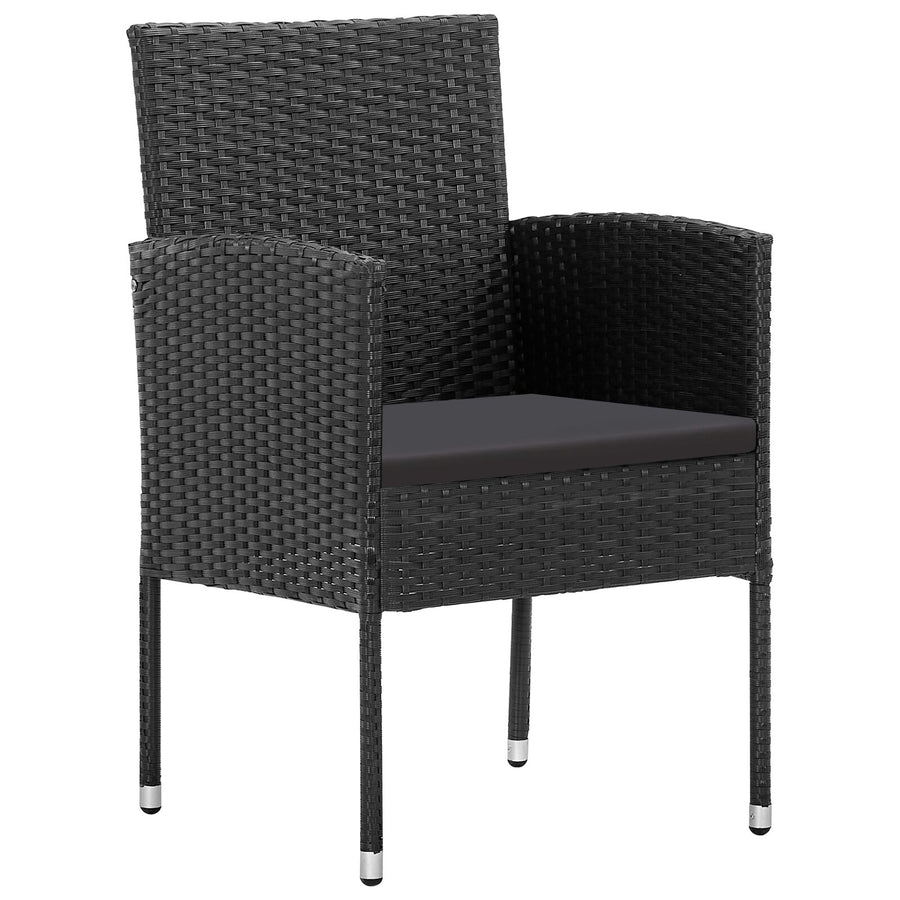 5-Delige Tuin Eetset Met Kussens Zwart Poly Rattan