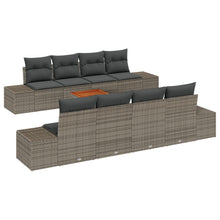 9-Delige Tuinbankset Met Kussens Grijs Poly Rattan Acacia