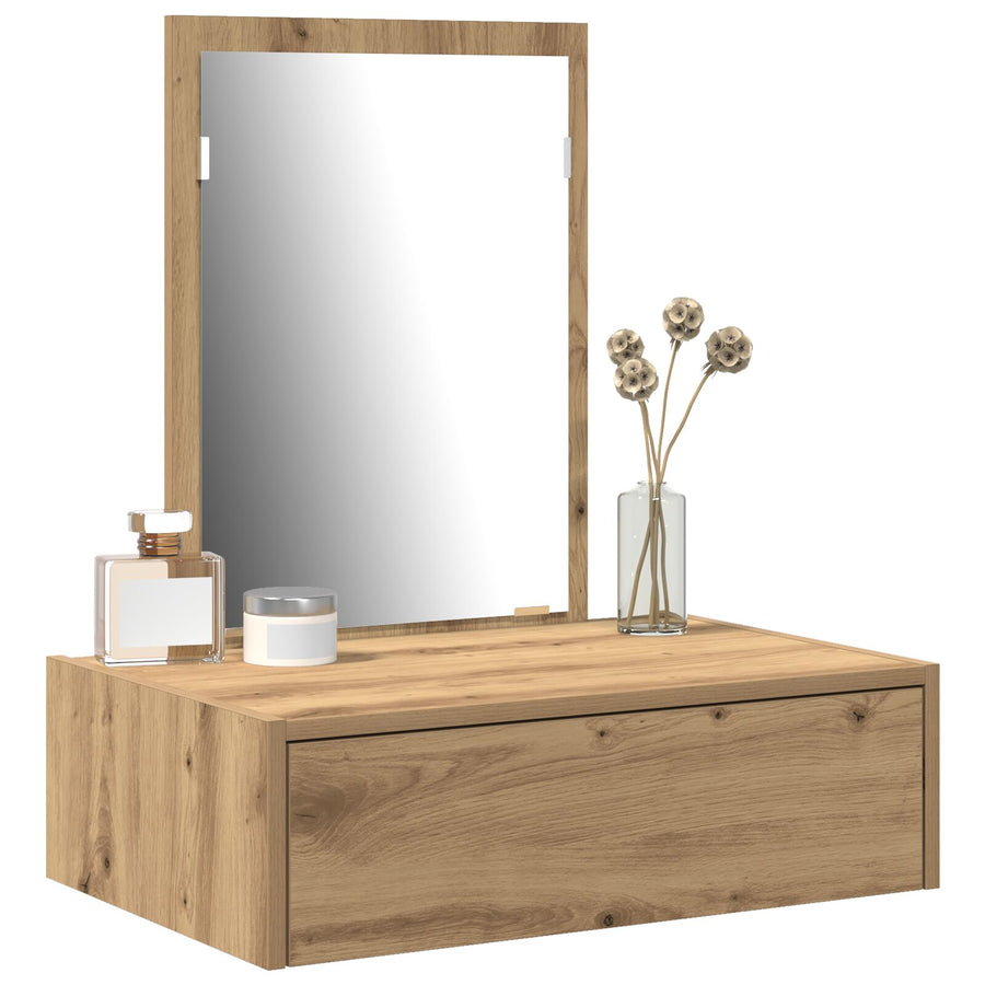Wandgemonteerde Kaptafel 60 x 40 x 70 cm Ambachtelijk eiken zonder LED