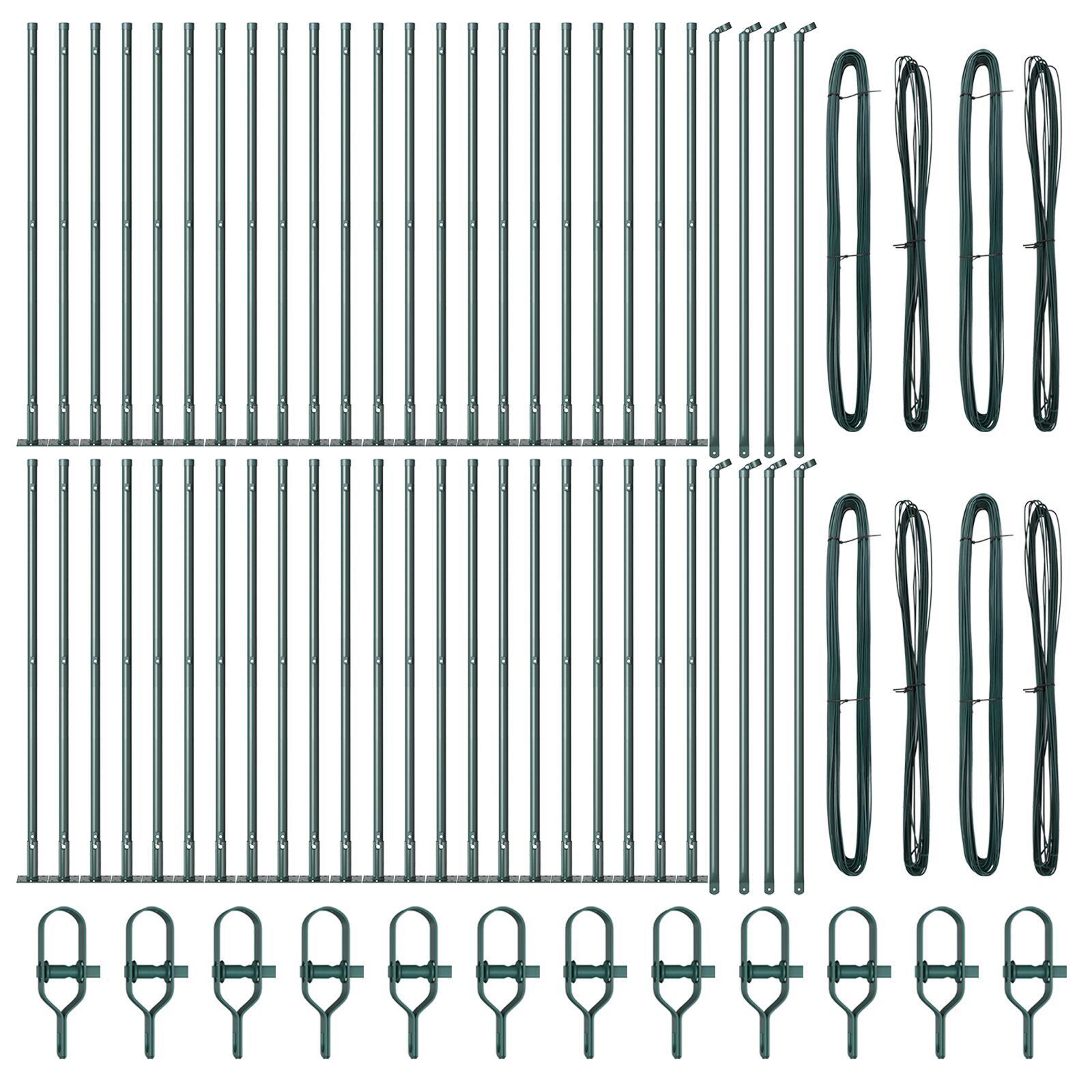 Hekpalen Set Van 52 Gepoedercoat Staal 3.2 X 3.2 X Groen 90 cm 52x betonnen paal