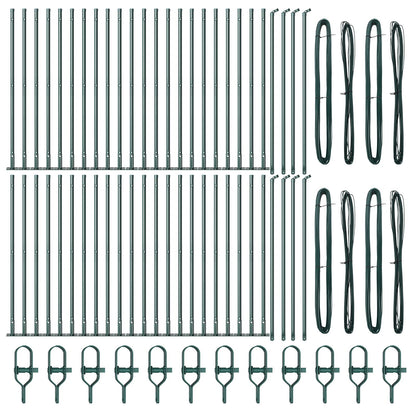 Hekpalen Set Van 52 Gepoedercoat Staal 3.2 X 3.2 X Groen 90 cm 52x betonnen paal