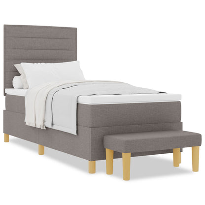 Boxspringbed Met Matras & Bank Stof Taupe 100 x 200 cm Lijnen ontwerp