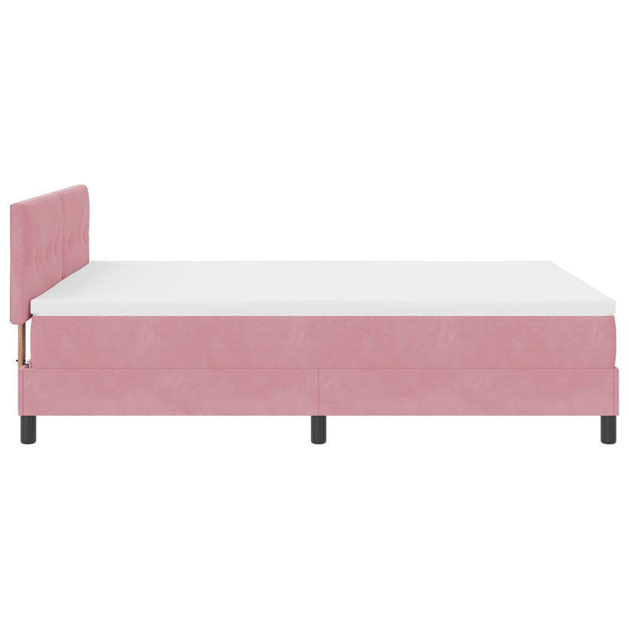 Boxspringbed Met Matras Roze 140X200 Cm Fluweel Blauw