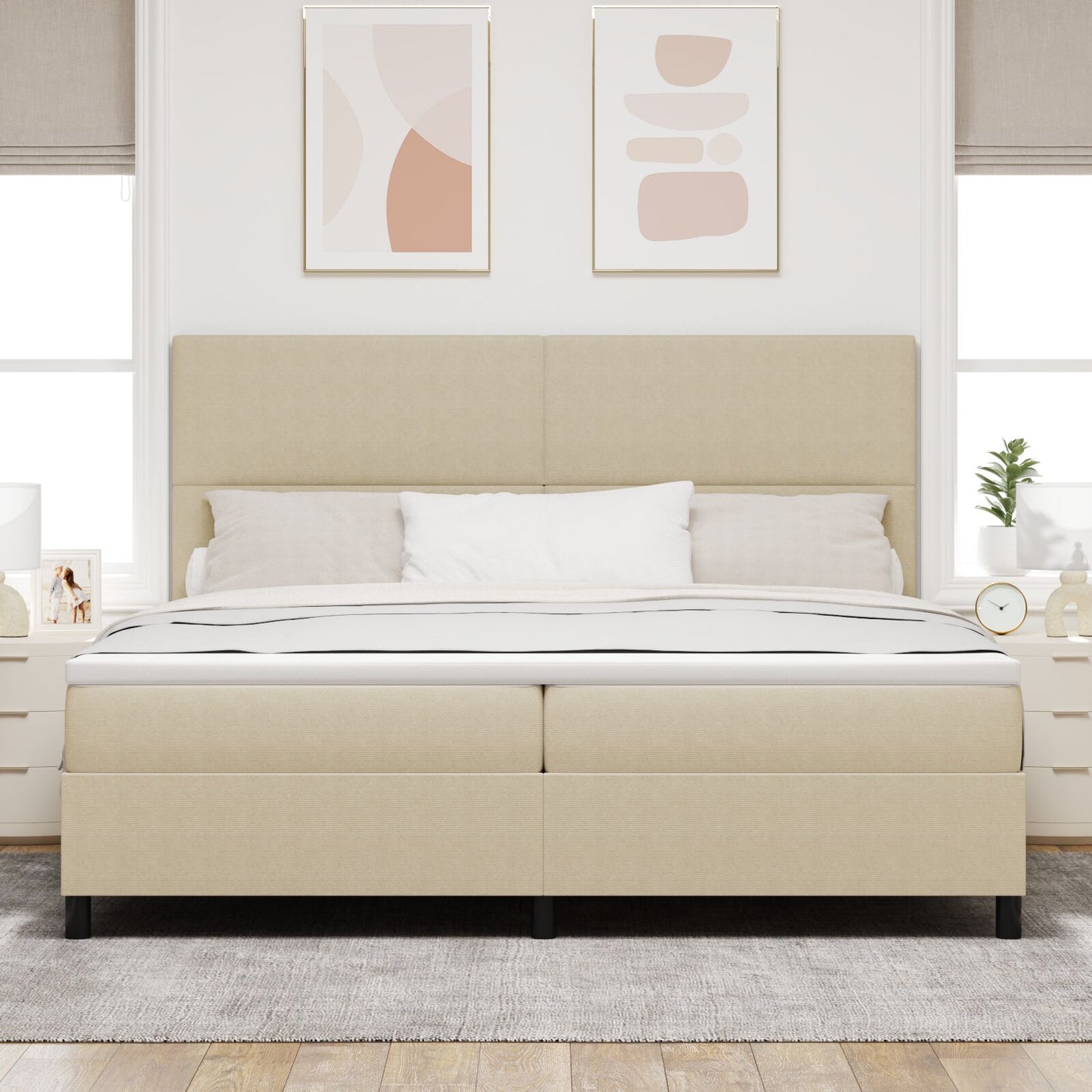 Boxspringbed Met Matras Lichtgroen Grijs 200X200 Cm Corduroy Stof