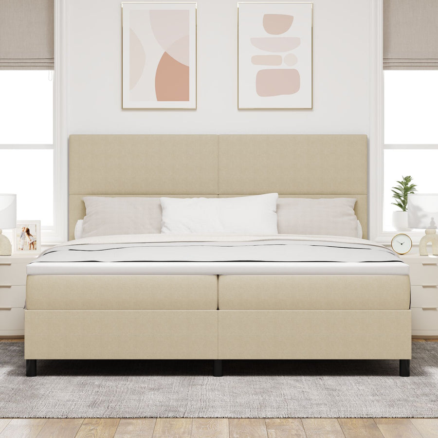 Boxspringbed Met Matras Lichtgroen Grijs 200X200 Cm Corduroy Stof