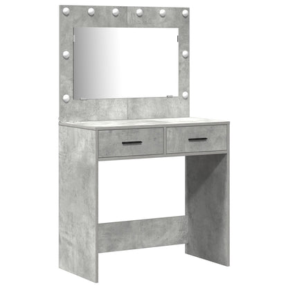 2-Delige Make-Uptafelset Met Led Betonnen Grijs Geengineerd Hout