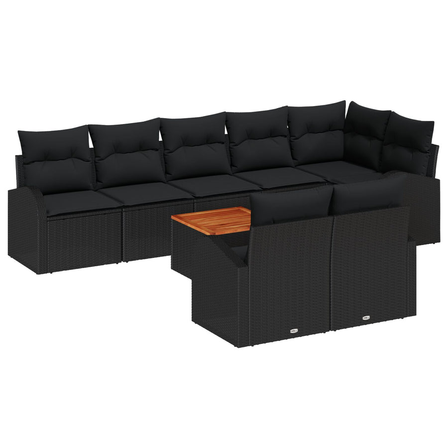 9-Delige Tuin Sofa Set Met Kussens Zwart Poly Rattan Acacia
