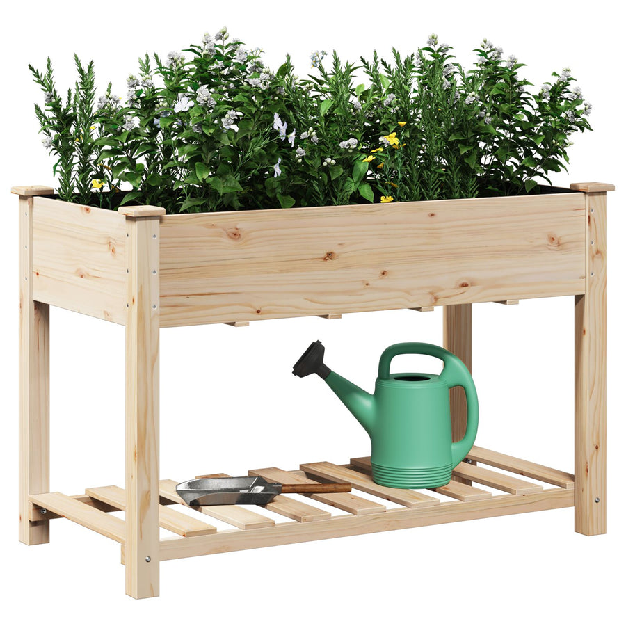 Tuinbak Met Rek 115X59X76 Cm Massief Houten Vuurhout 115 x 59 x 76.5 cm