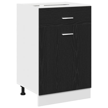 Zwarte Eiken Lade Kabinet - 50X46X81.5 Cm, Gemaakt Van Bewerkt Hout