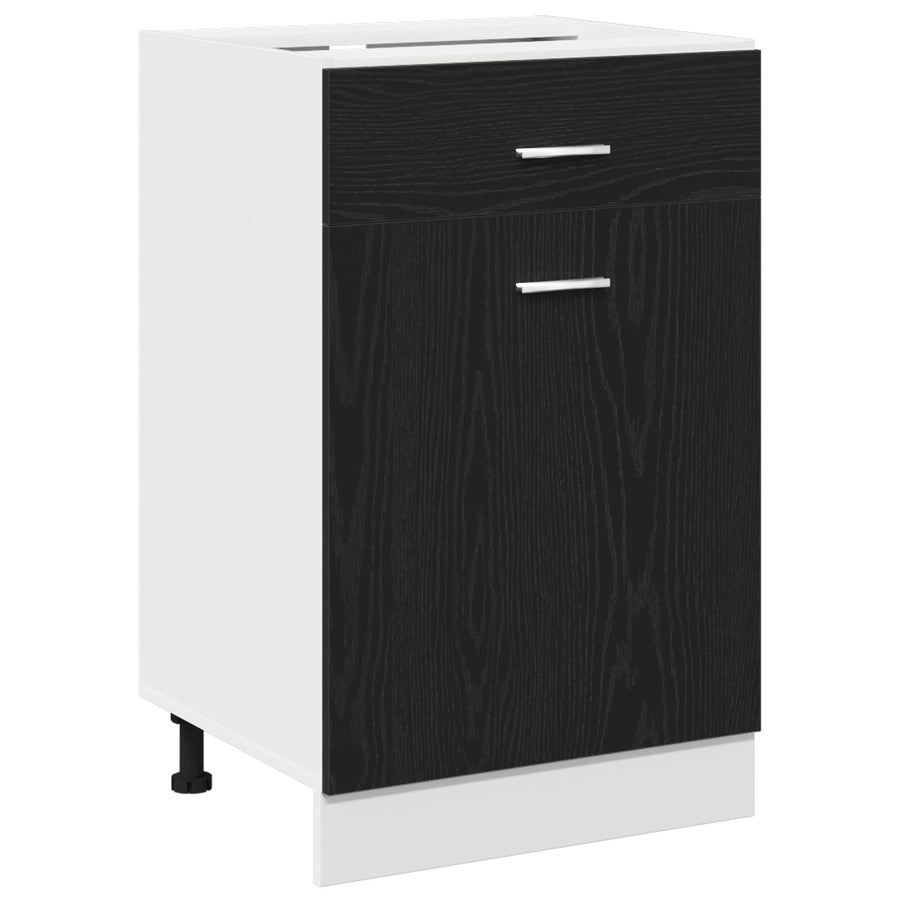 Zwarte Eiken Lade Kabinet - 50X46X81.5 Cm, Gemaakt Van Bewerkt Hout