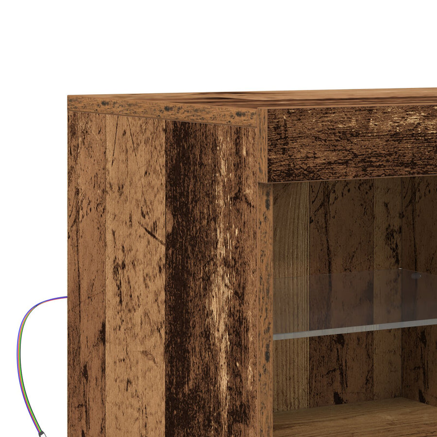 Buffetkast Met Led Verlichting 81X37X67 Cm Oud hout