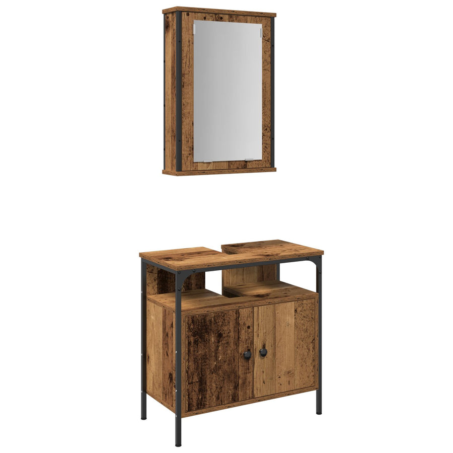 2-Delige Badkamermeubelset Oud Hout Gefabriceerd Hout Oude hout