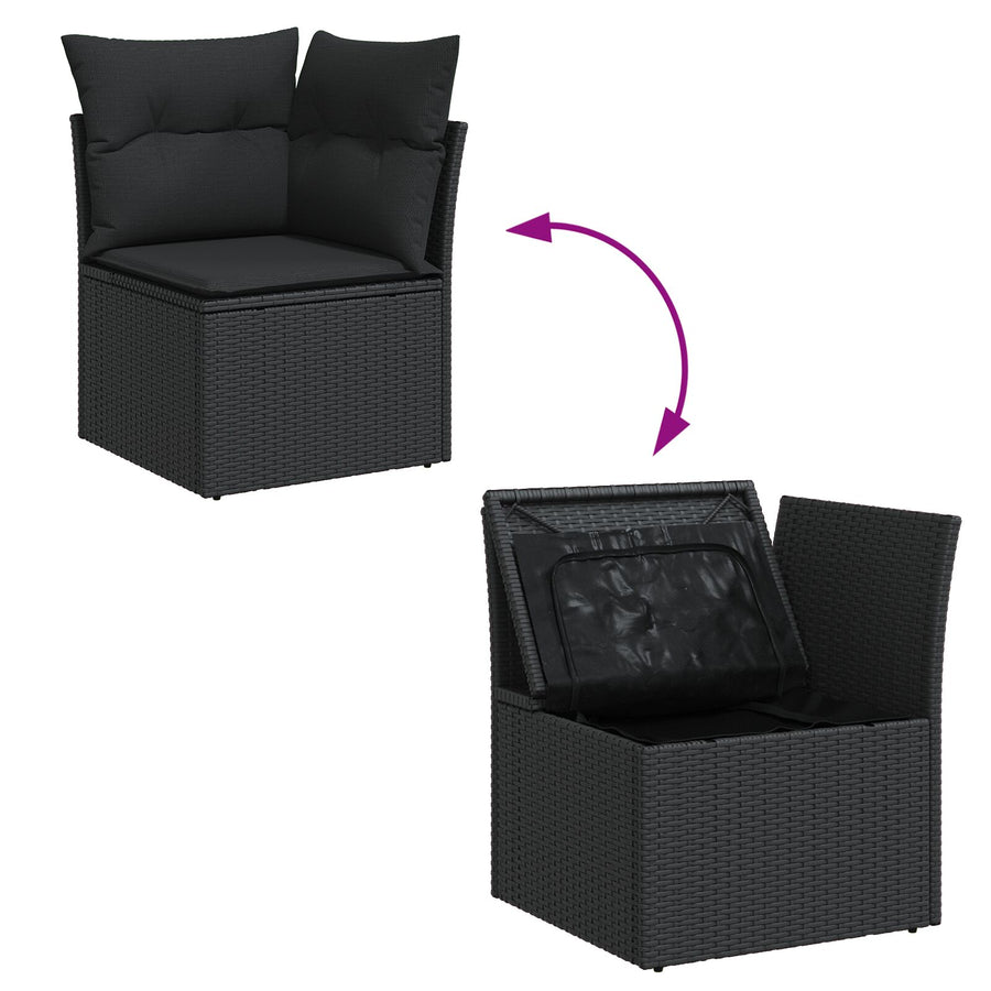 5 Delige Tuinsofa Set Met Kussens Poly Rattan Zwart zonder tafel