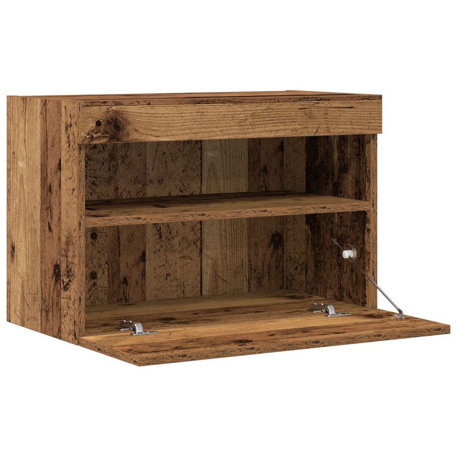 Tv Wandkasten Met Led Verlichting 2 Stuks Oud Hout Oude hout