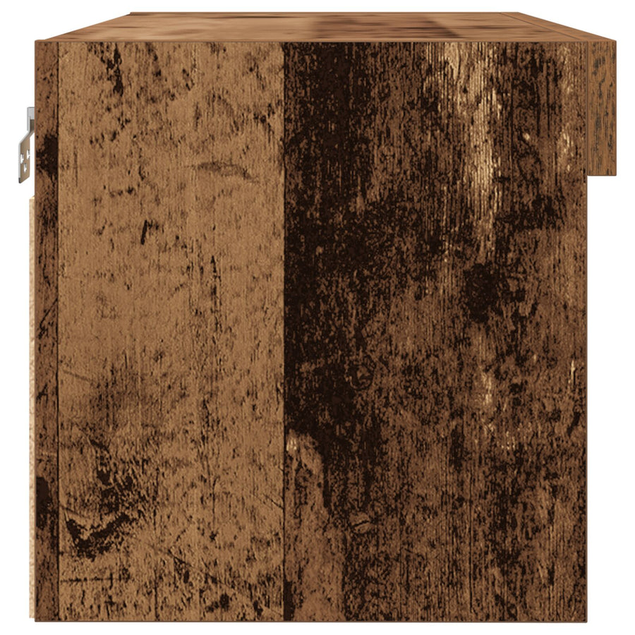 Tv Wandkasten Met Led-Verlichting 2 Stuks Oud Hout Oude Hout