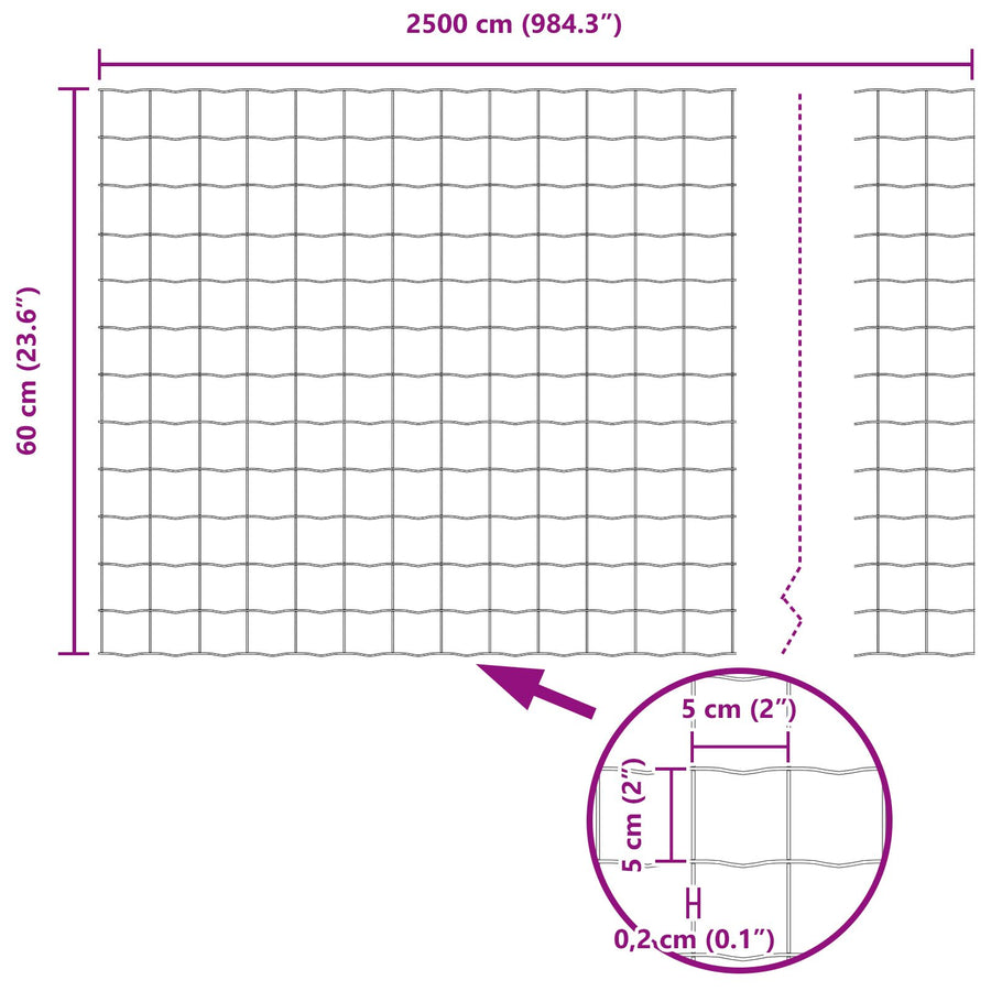 Euro Fence Set Set Van 2 Gegalvaniseerd Staal 25 X 0.6 M Duurzaam
