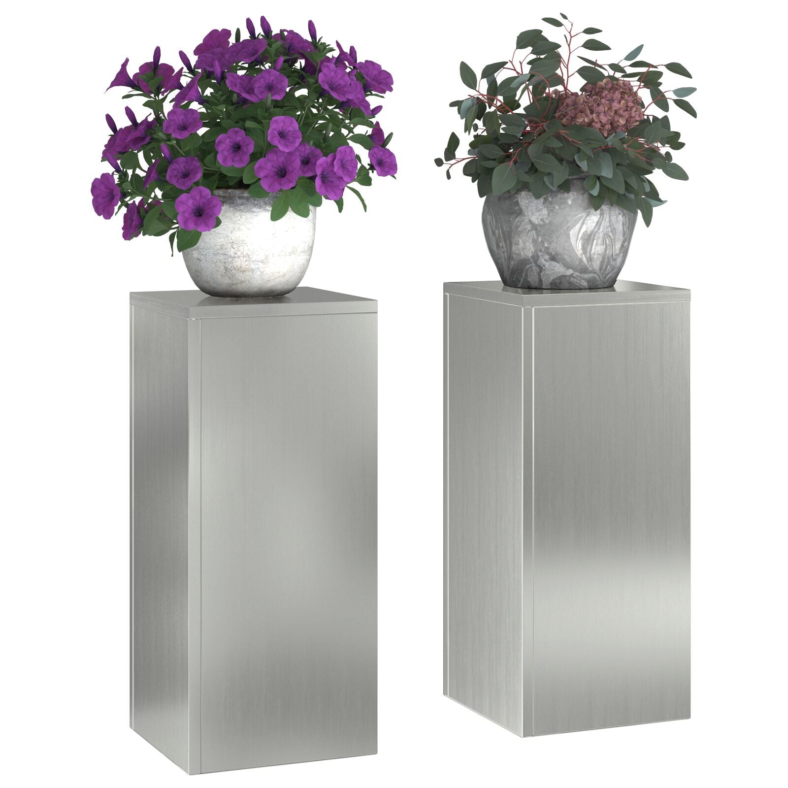 Buiten Plantenstandaarden Pilaar 2 Stuks 24X24X55 Cm Gegalvaniseerd staal 2x (55 cm)