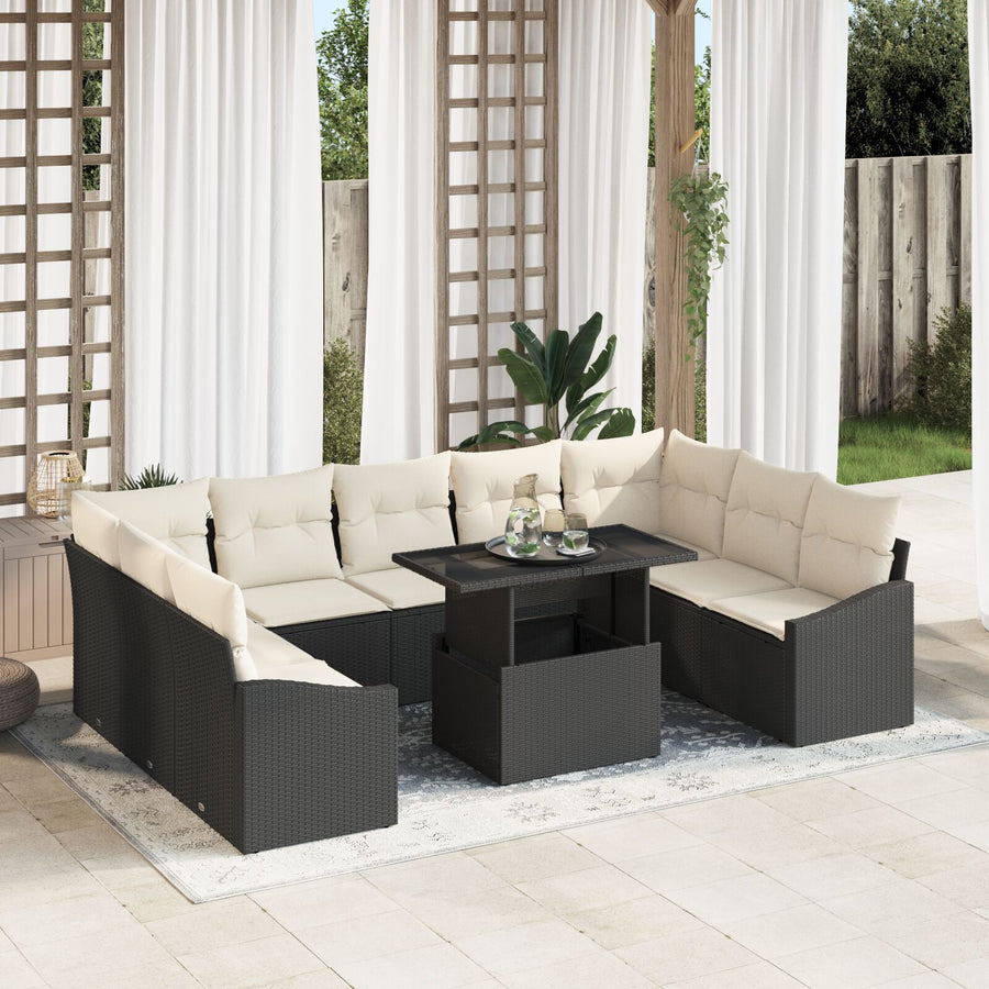 Tuin Sofa Set Set Van 10 Beige Rattan Tuin Sofa Set Rechthoekig