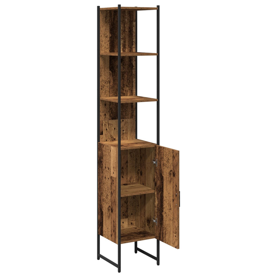 Badkamerkast Oude Hout 33X33X185,5 Cm Ingenieuw Hout