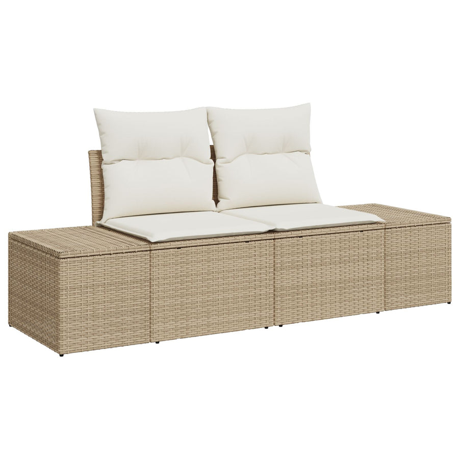 6-Delige Tuin Sofa Set Met Kussens Beige Poly Rattan