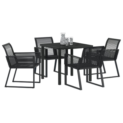 5-Delige Tuin Eet Set Zwart Poly Rattan