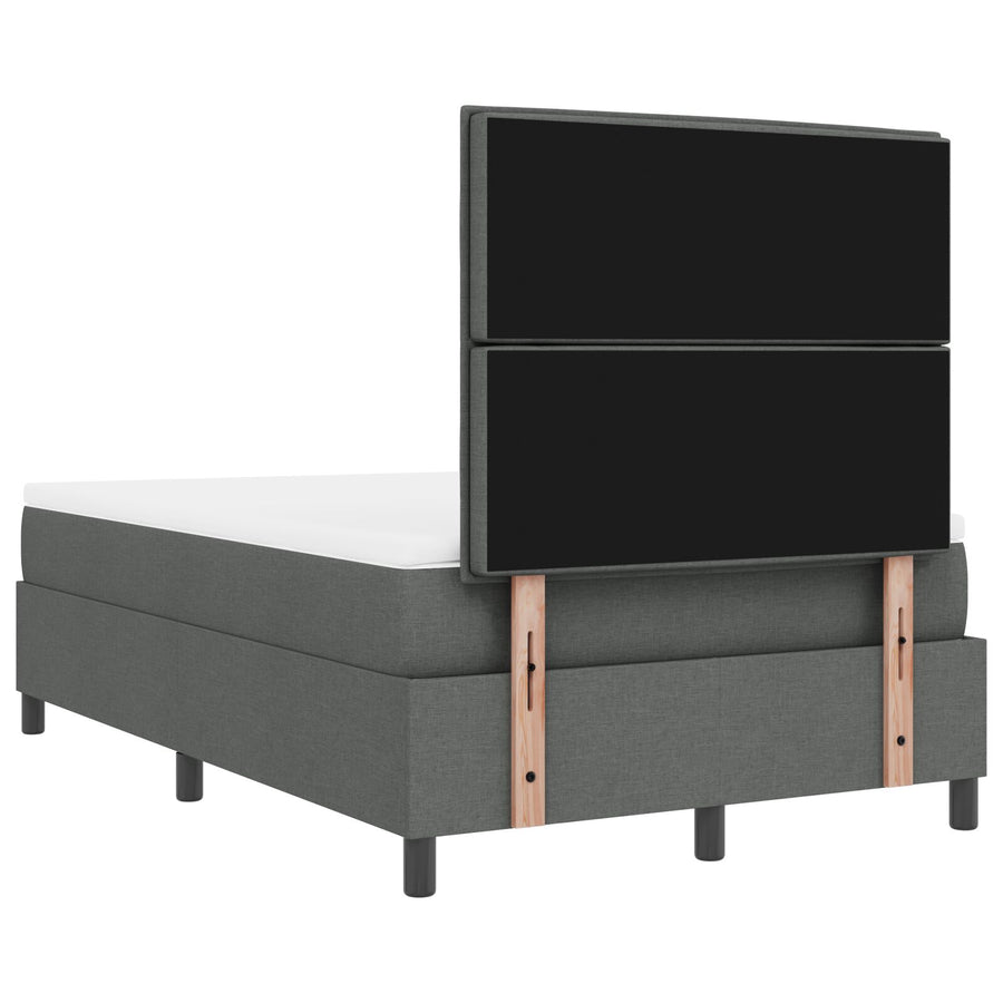 Boxspring Bed Met Matras Stof Donkergrijs 120 x 200 cm Lijnenontwerp
