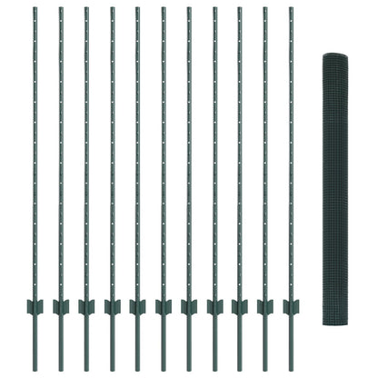 Gelast Draadhek Met 11 U Posts Groen 1.4X25 M Staal
