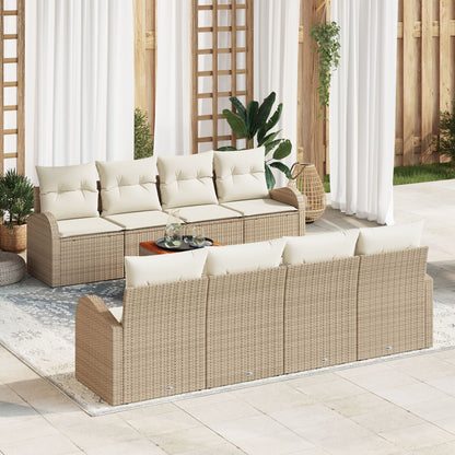 9-Delige Tuin Sofa Set Met Kussens Beige Poly Rattan Acacia