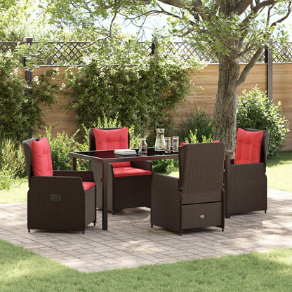 5-Delige Tuin Eetset Bruin Poly Rattan