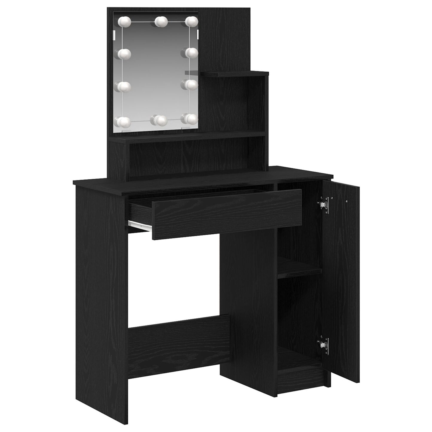 Led Kaptafel In Zwart Eiken - 86.5 X 35 X 136 Cm