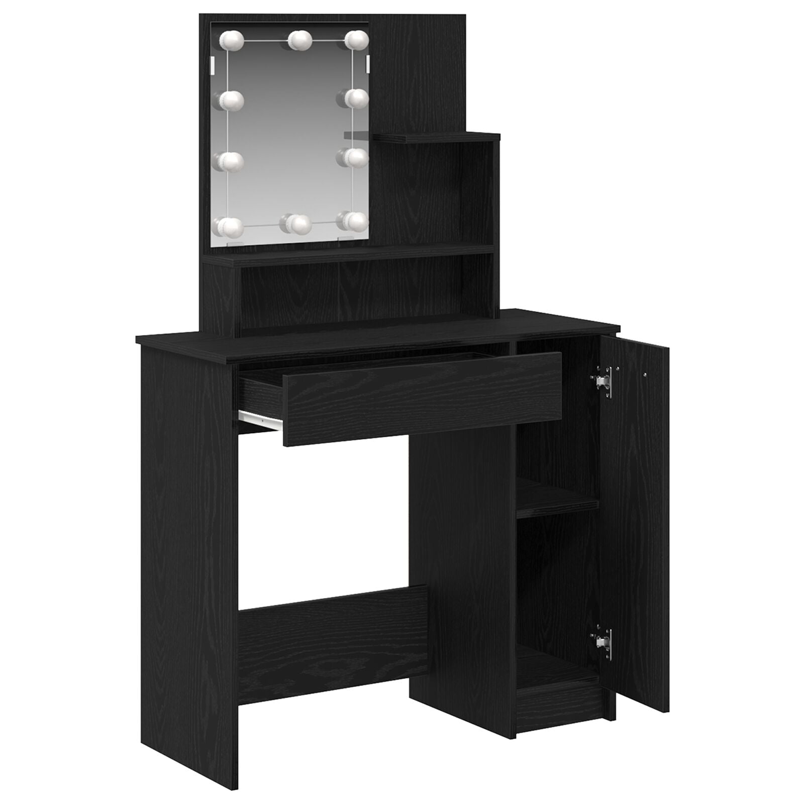 Led Kaptafel In Zwart Eiken - 86.5 X 35 X 136 Cm